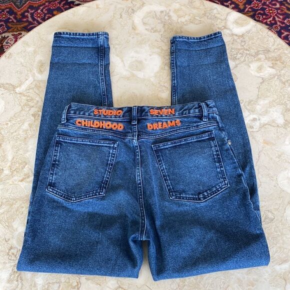 Rare Japanese Studio Seven X GU Childhood Dreams High Rise Tapered Leg Mom Jeans - Picture 9 of 14